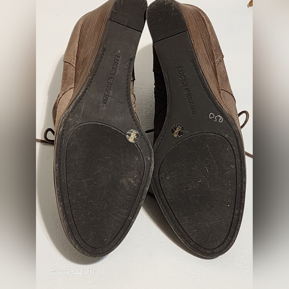 Lucky Brand Brown Suede Wedge Booties - Picture 7 of 8